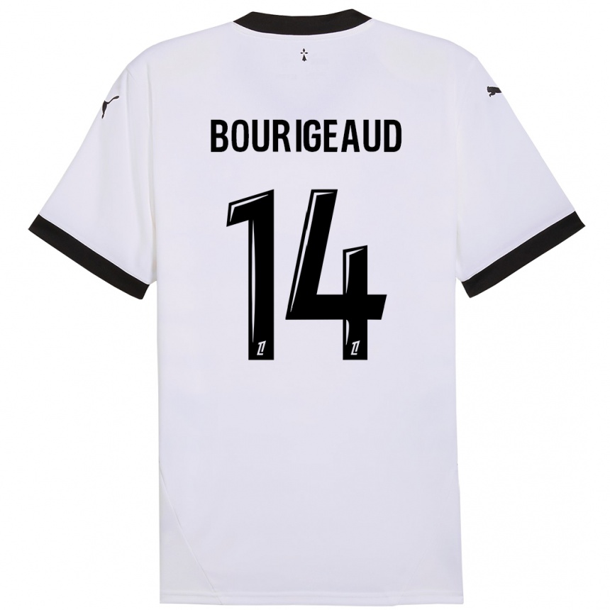 Kids Football Benjamin Bourigeaud #14 White Black Away Jersey 2024/25 T-Shirt