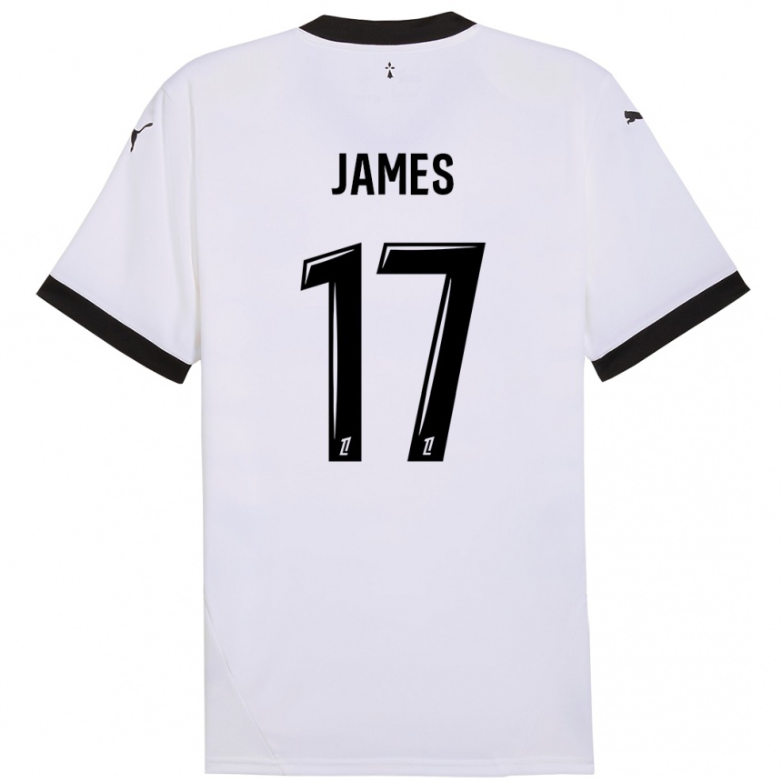 Kids Football Jordan James #17 White Black Away Jersey 2024/25 T-Shirt