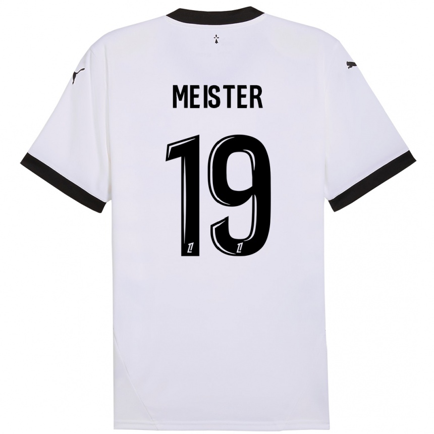 Kids Football Henrik Meister #19 White Black Away Jersey 2024/25 T-Shirt