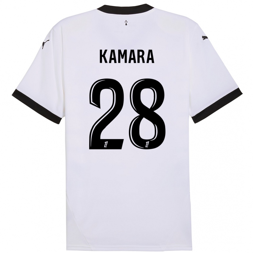 Kids Football Glen Kamara #28 White Black Away Jersey 2024/25 T-Shirt