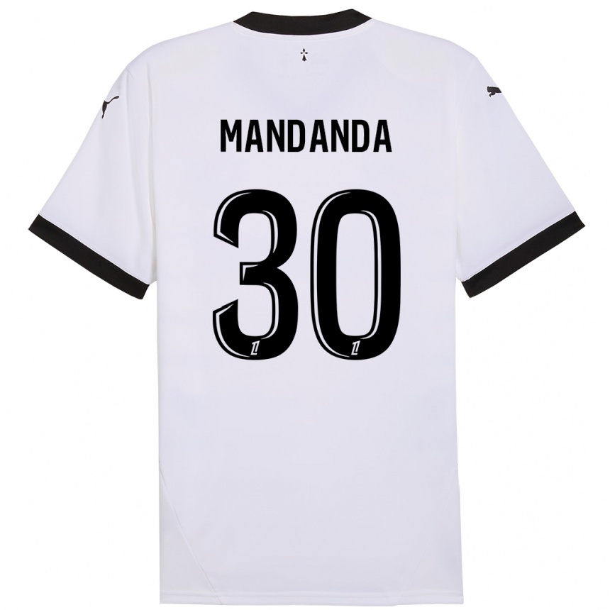 Kids Football Steve Mandanda #30 White Black Away Jersey 2024/25 T-Shirt