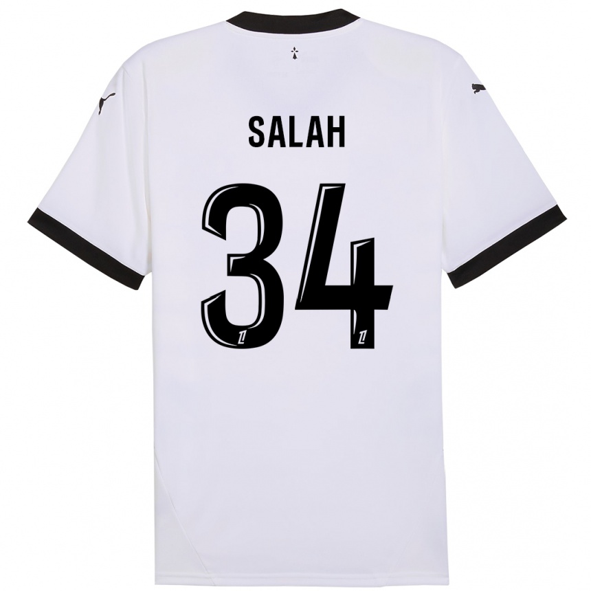 Kids Football Ibrahim Salah #34 White Black Away Jersey 2024/25 T-Shirt