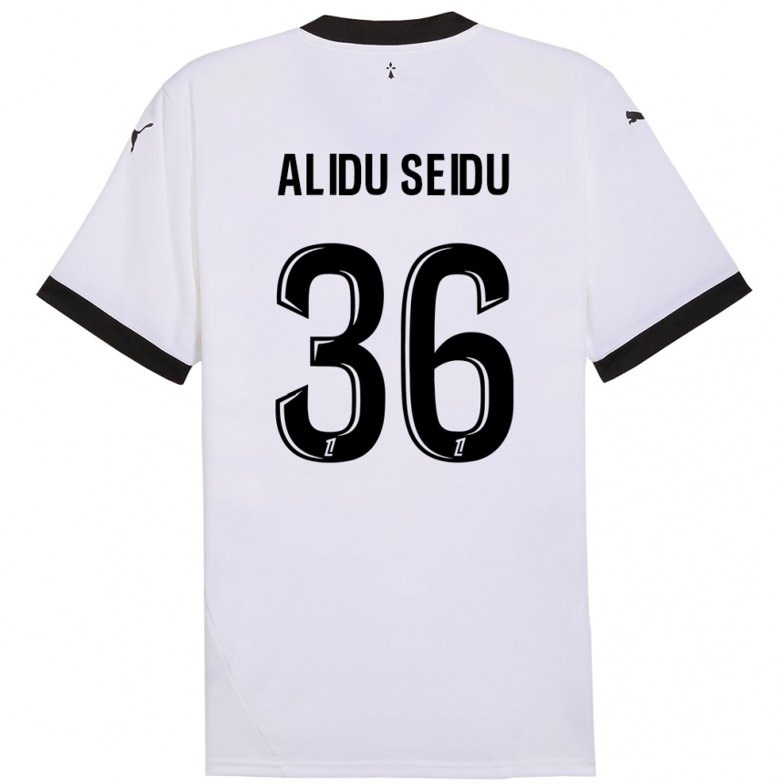 Kids Football Alidu Seidu #36 White Black Away Jersey 2024/25 T-Shirt