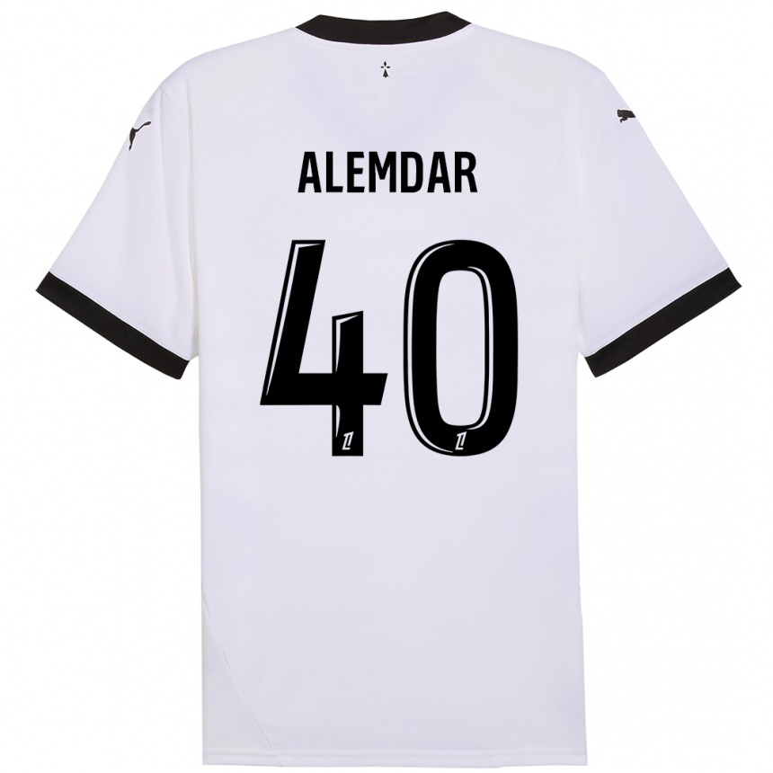 Kids Football Doğan Alemdar #40 White Black Away Jersey 2024/25 T-Shirt