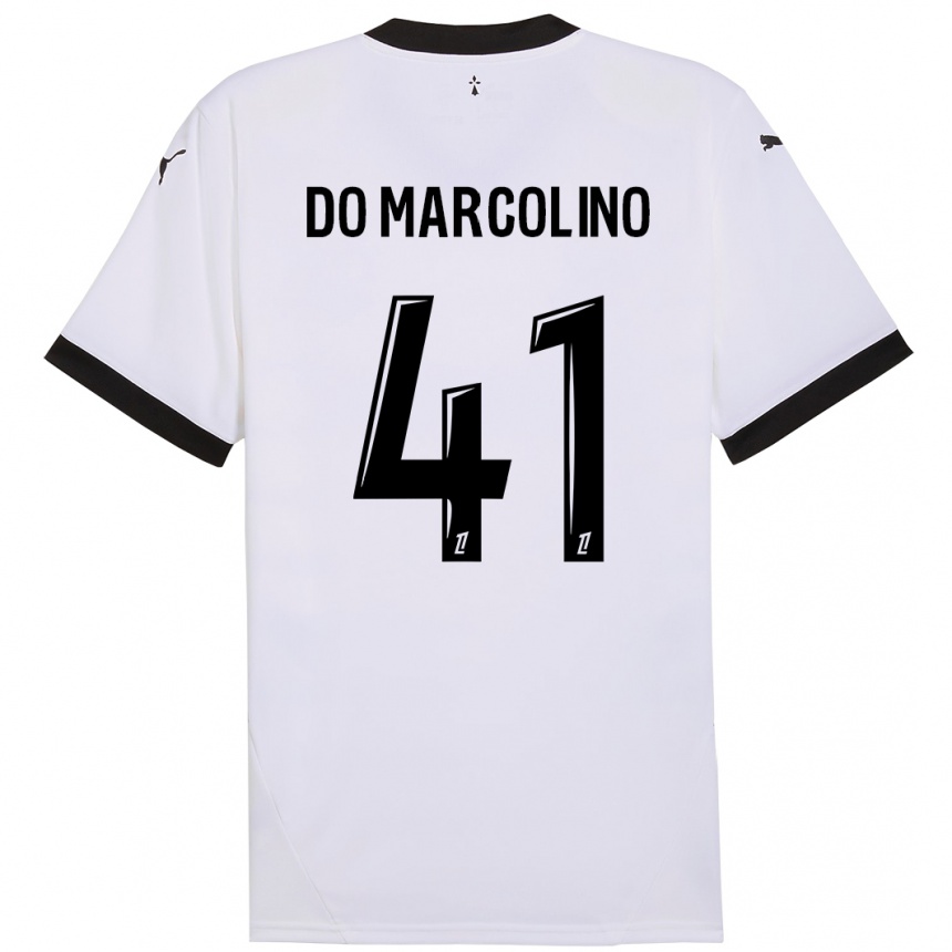 Kids Football Alan Do Marcolino #41 White Black Away Jersey 2024/25 T-Shirt