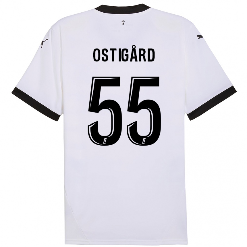 Kids Football Leo Ostigard #55 White Black Away Jersey 2024/25 T-Shirt