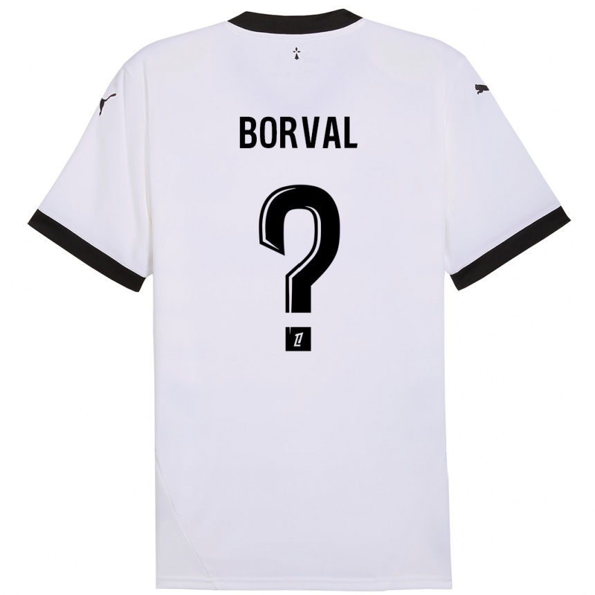 Kids Football Cyril Borval #0 White Black Away Jersey 2024/25 T-Shirt