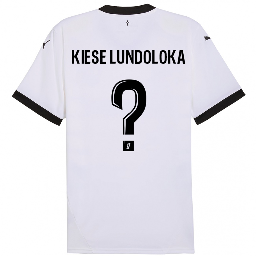 Kids Football Jeanslor Kiese Lundoloka #0 White Black Away Jersey 2024/25 T-Shirt