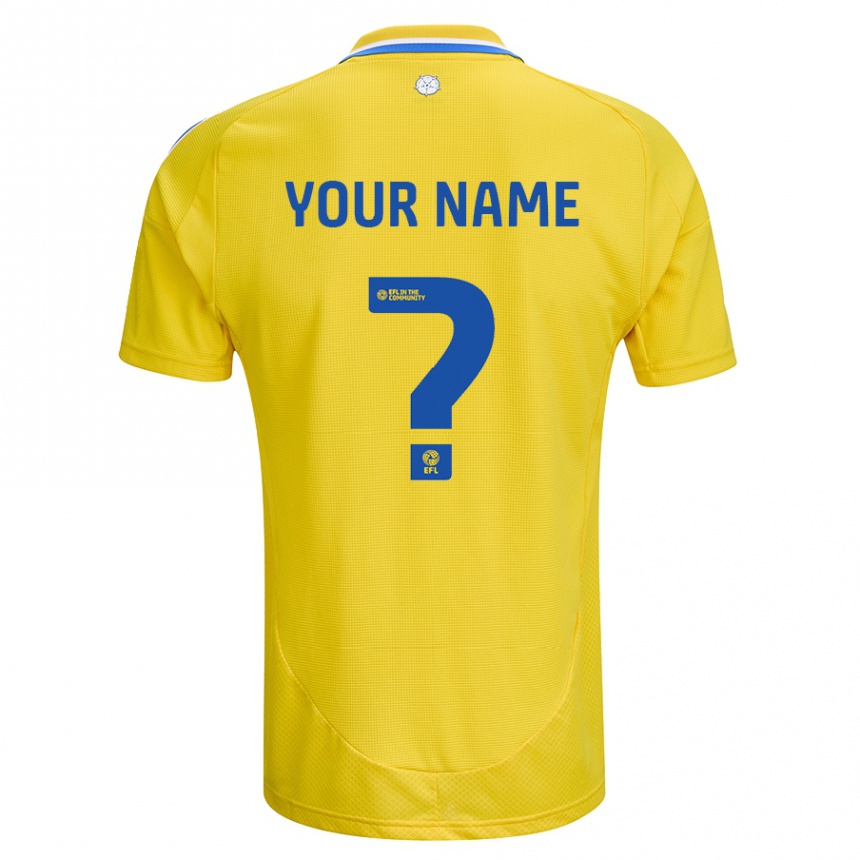 Kids Football Your Name #0 Yellow Blue Away Jersey 2024/25 T-Shirt