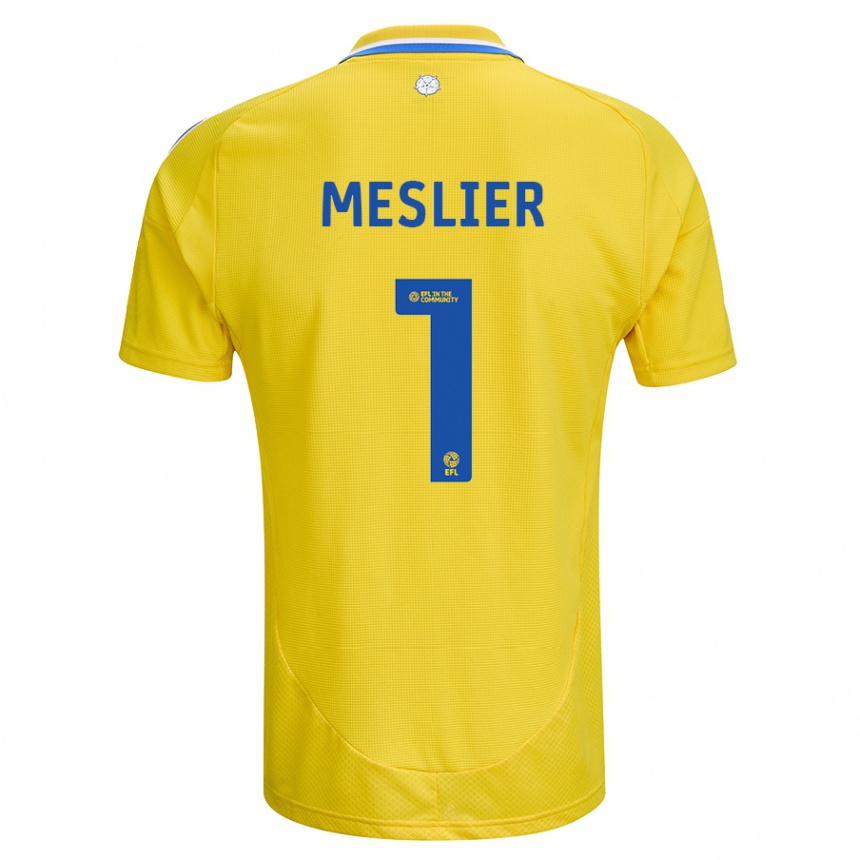 Kids Football Illan Meslier #1 Yellow Blue Away Jersey 2024/25 T-Shirt