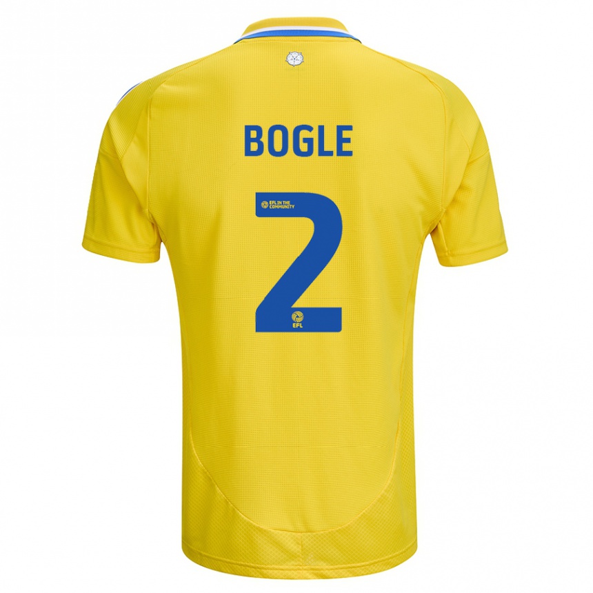 Kids Football Jayden Bogle #2 Yellow Blue Away Jersey 2024/25 T-Shirt