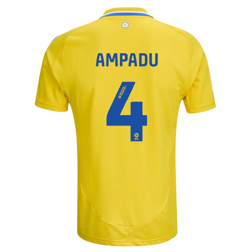 Kids Football Ethan Ampadu #4 Yellow Blue Away Jersey 2024/25 T-Shirt