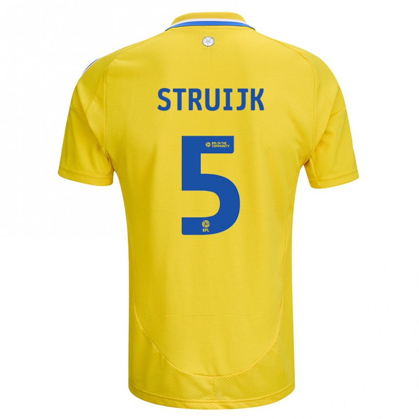 Kids Football Pascal Struijk #5 Yellow Blue Away Jersey 2024/25 T-Shirt