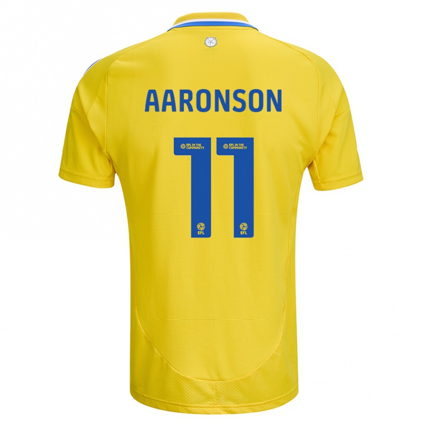 Kids Football Brenden Aaronson #11 Yellow Blue Away Jersey 2024/25 T-Shirt