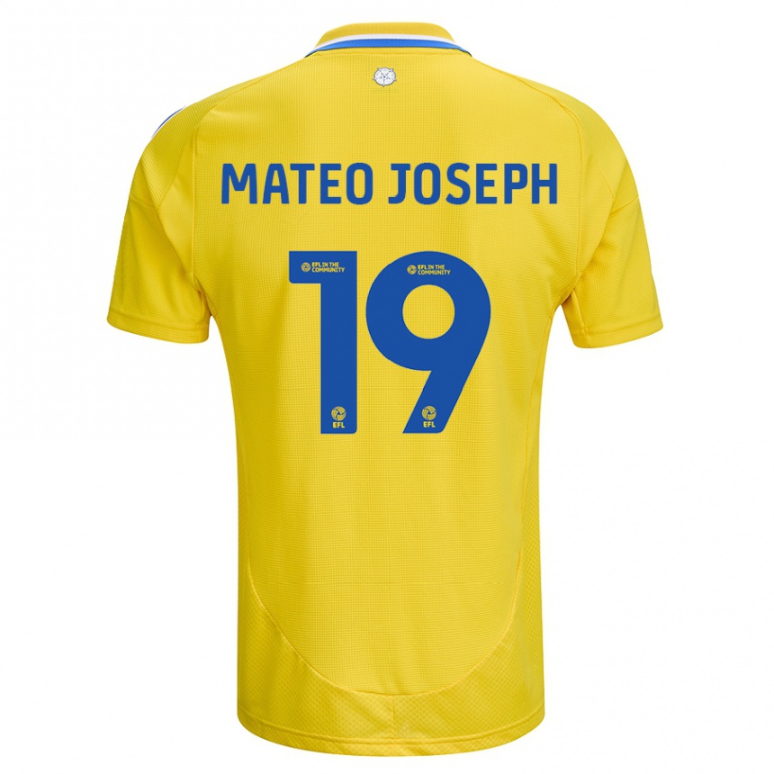 Kids Football Mateo Joseph #19 Yellow Blue Away Jersey 2024/25 T-Shirt