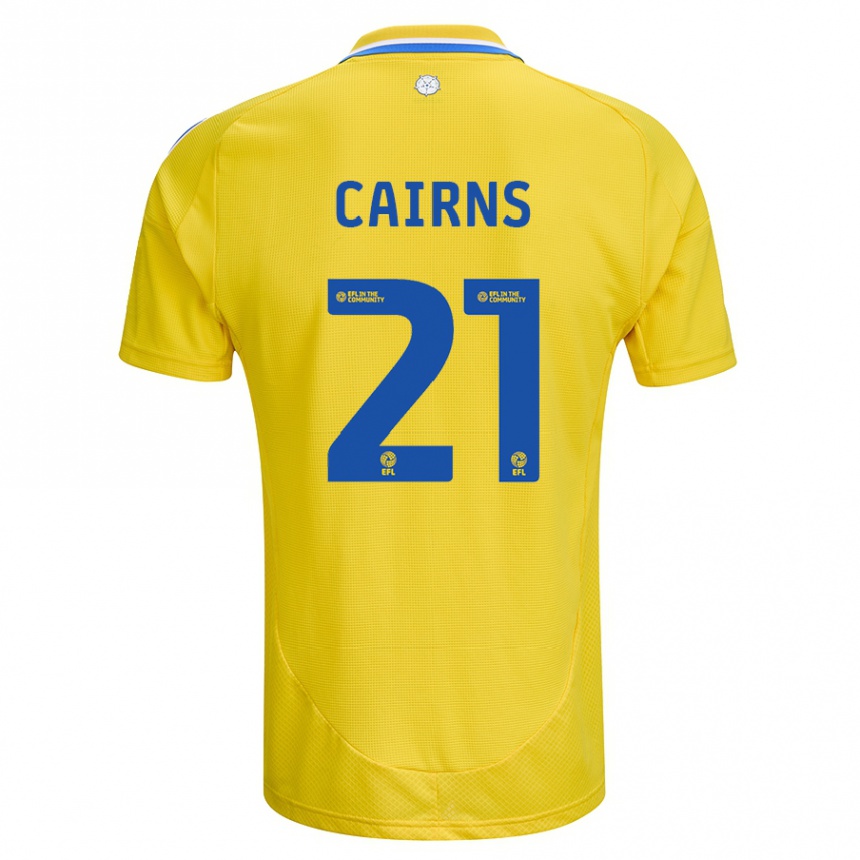 Kids Football Alex Cairns #21 Yellow Blue Away Jersey 2024/25 T-Shirt