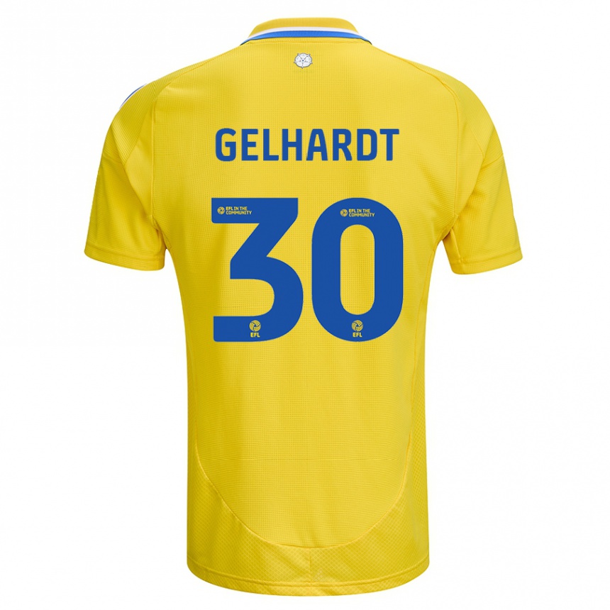 Kids Football Joe Gelhardt #30 Yellow Blue Away Jersey 2024/25 T-Shirt