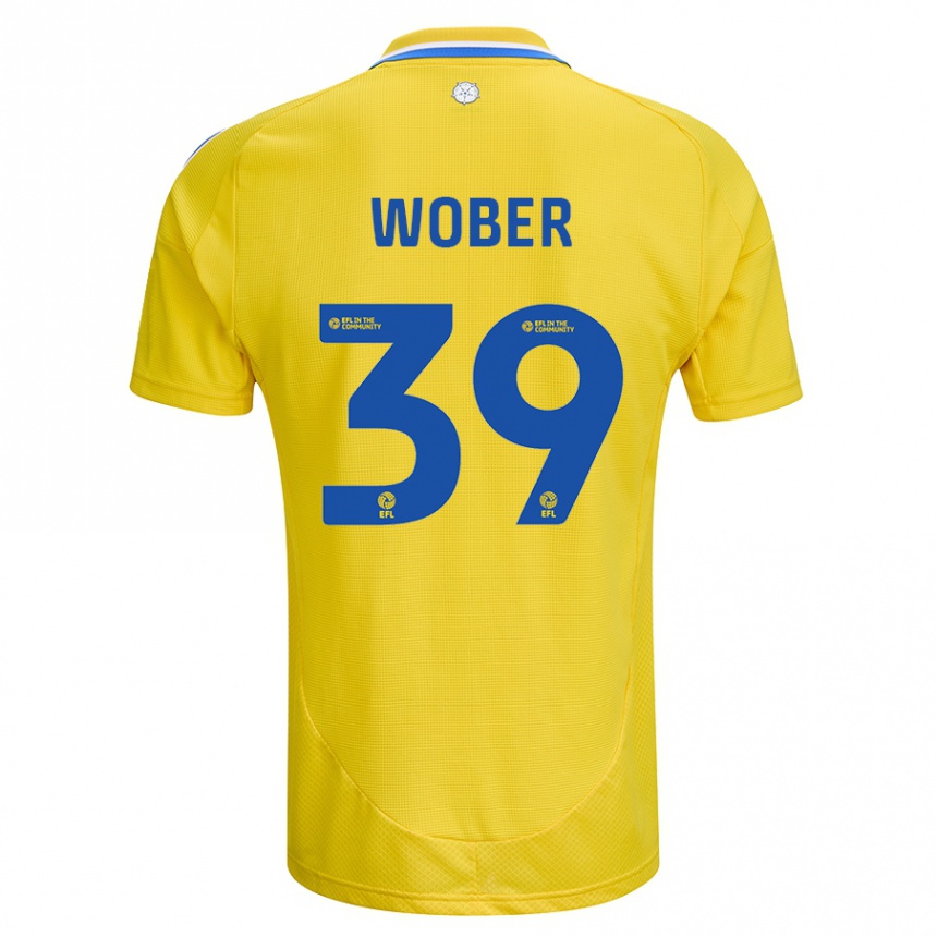 Kids Football Maximilian Wöber #39 Yellow Blue Away Jersey 2024/25 T-Shirt