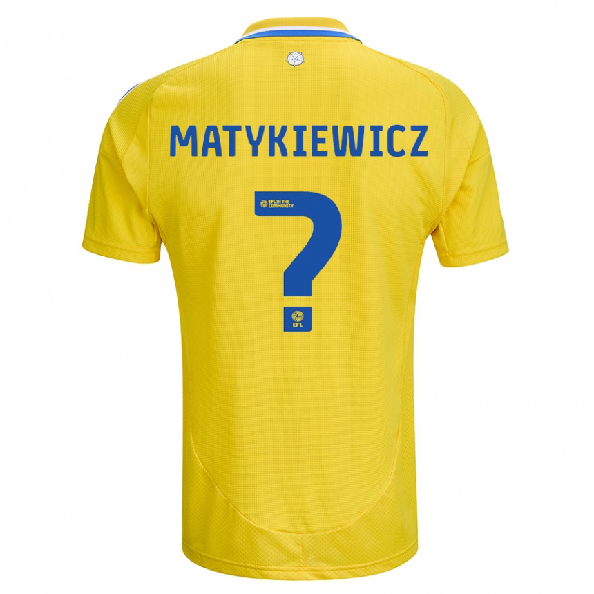 Kids Football Luke Matykiewicz #0 Yellow Blue Away Jersey 2024/25 T-Shirt