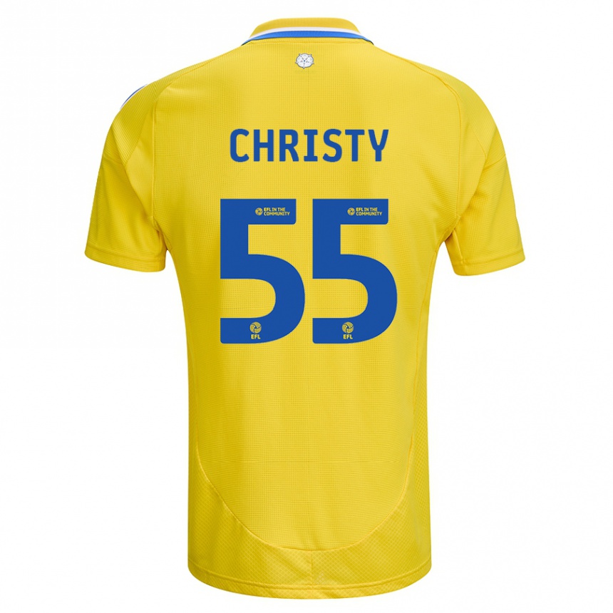 Kids Football Harry Christy #55 Yellow Blue Away Jersey 2024/25 T-Shirt