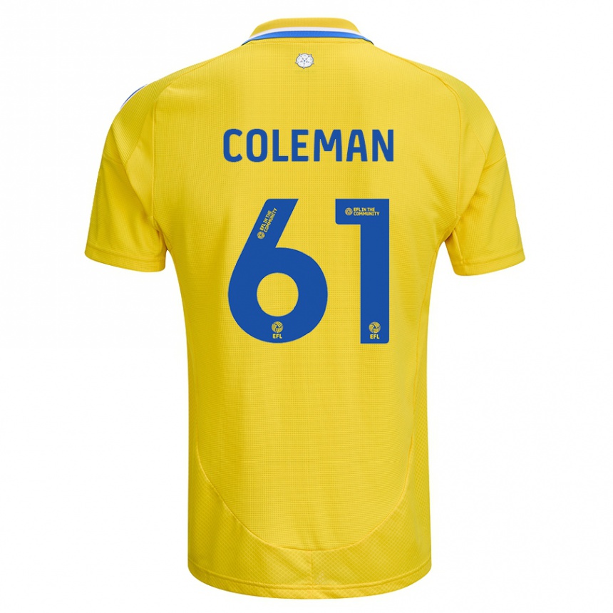 Kids Football Cian Coleman #61 Yellow Blue Away Jersey 2024/25 T-Shirt