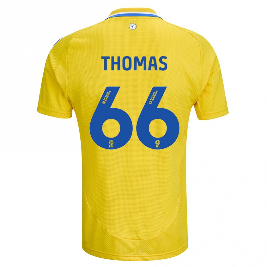 Kids Football Luca Thomas #66 Yellow Blue Away Jersey 2024/25 T-Shirt