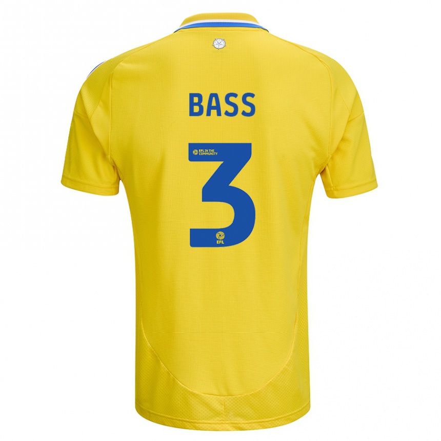 Kids Football Rebekah Bass #3 Yellow Blue Away Jersey 2024/25 T-Shirt