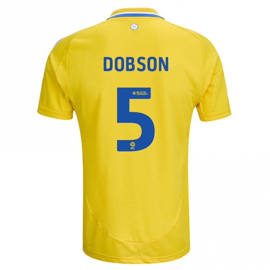 Kids Football Ellie Dobson #5 Yellow Blue Away Jersey 2024/25 T-Shirt