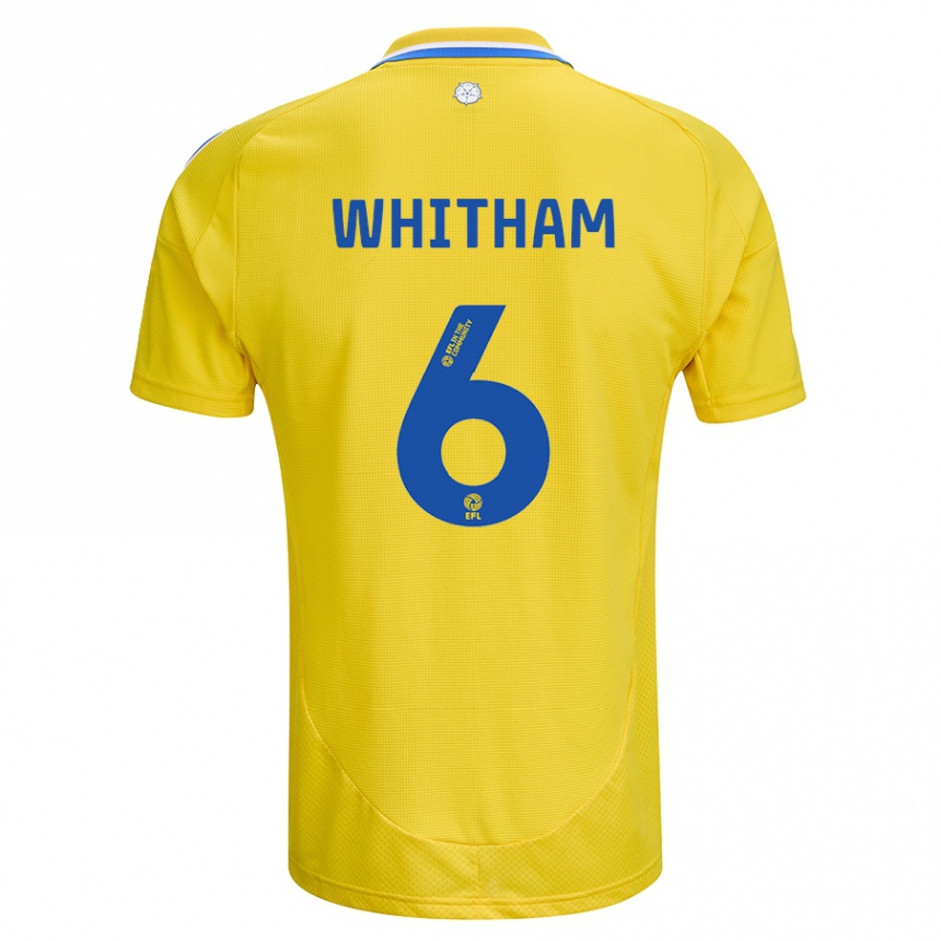 Kids Football Danielle Whitham #6 Yellow Blue Away Jersey 2024/25 T-Shirt