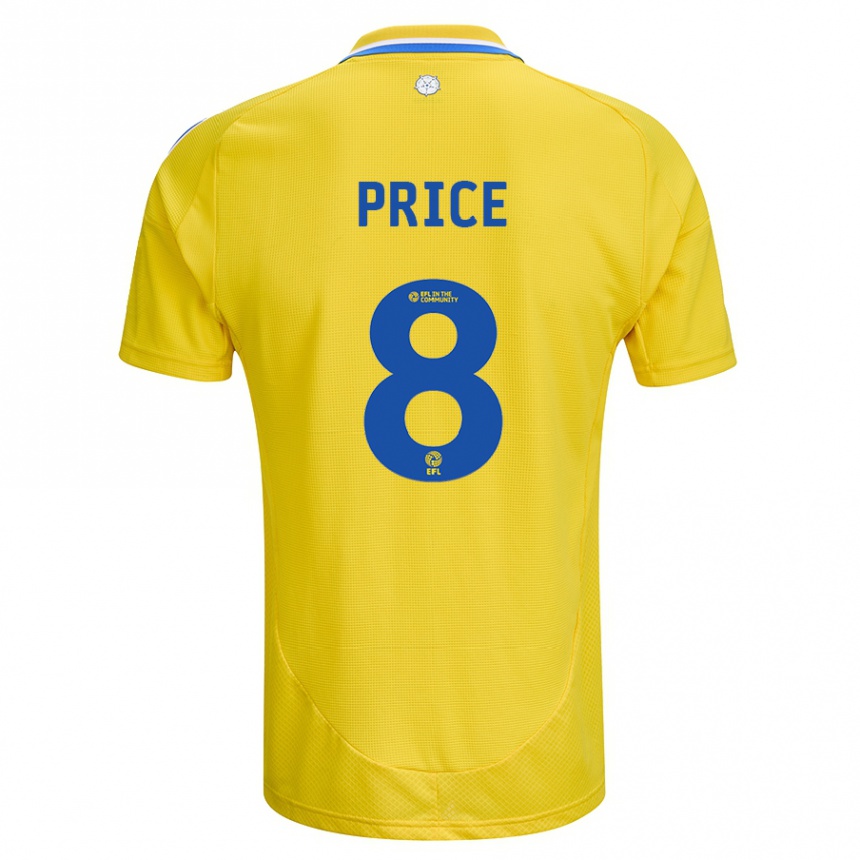 Kids Football Leoni Price #8 Yellow Blue Away Jersey 2024/25 T-Shirt