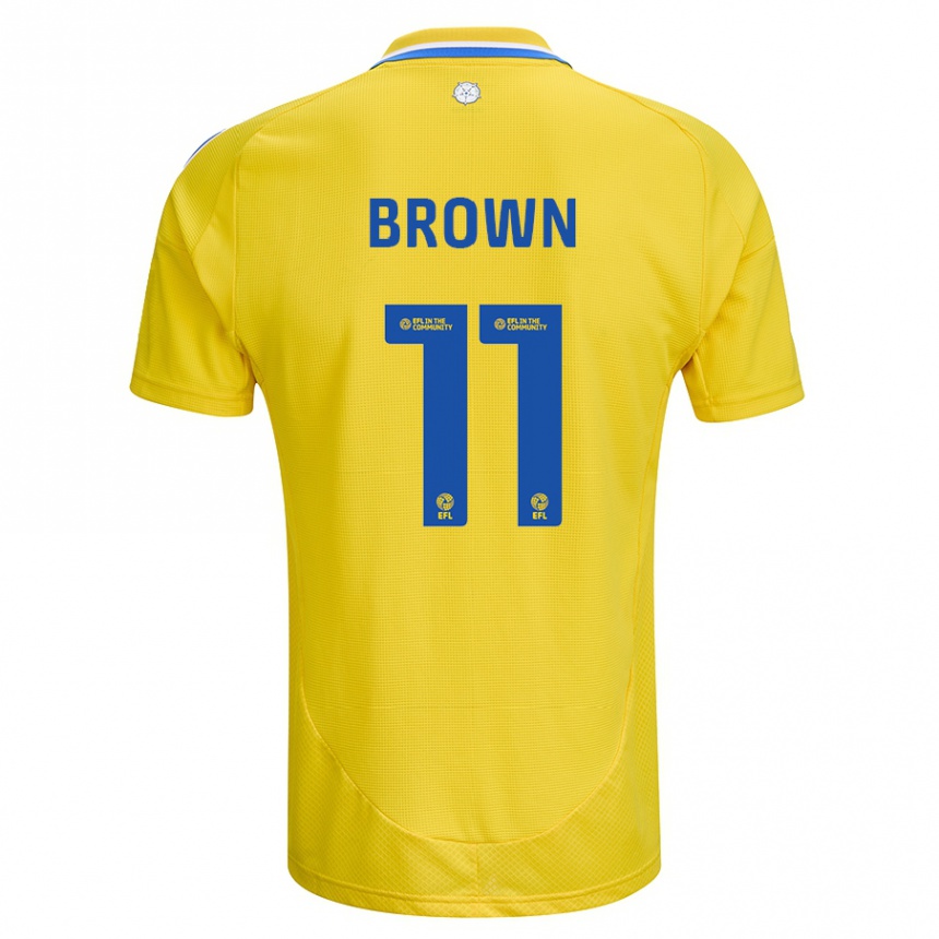 Kids Football Abbie Brown #11 Yellow Blue Away Jersey 2024/25 T-Shirt