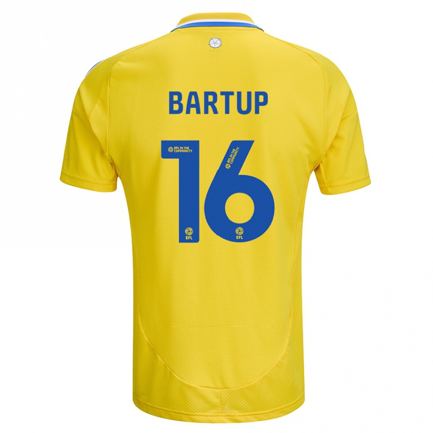 Kids Football Laura Bartup #16 Yellow Blue Away Jersey 2024/25 T-Shirt