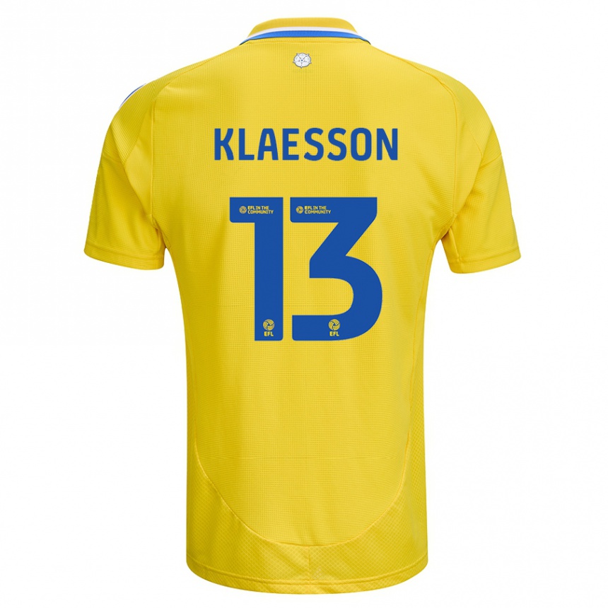 Kids Football Kristoffer Klaesson #13 Yellow Blue Away Jersey 2024/25 T-Shirt