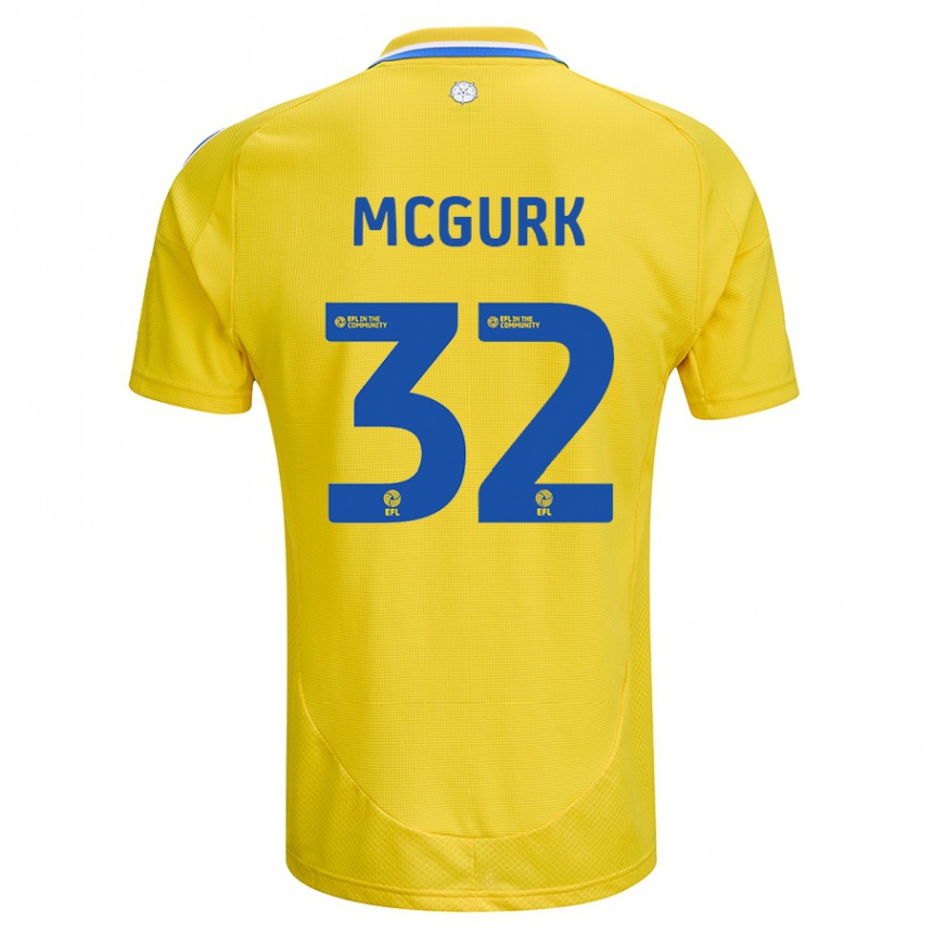 Kids Football Sean Mcgurk #32 Yellow Blue Away Jersey 2024/25 T-Shirt