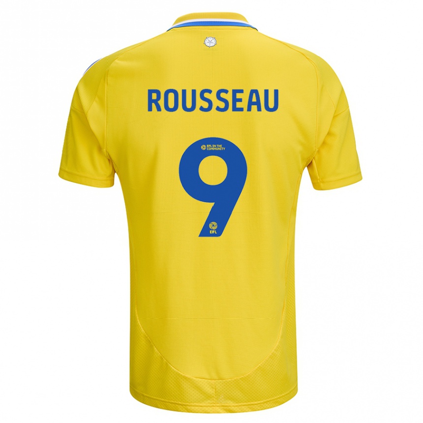 Kids Football Jess Rousseau #9 Yellow Blue Away Jersey 2024/25 T-Shirt