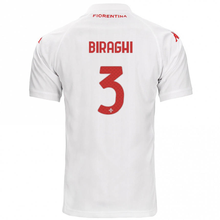 Kids Football Cristiano Biraghi #3 White Away Jersey 2024/25 T-Shirt