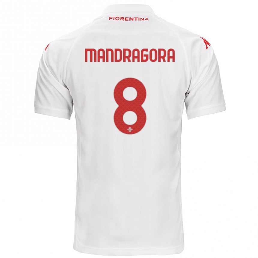 Kids Football Rolando Mandragora #8 White Away Jersey 2024/25 T-Shirt