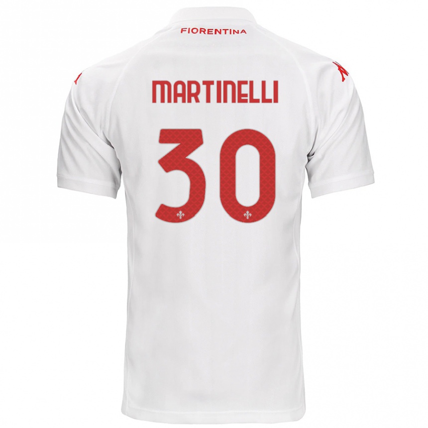 Kids Football Tommaso Martinelli #30 White Away Jersey 2024/25 T-Shirt