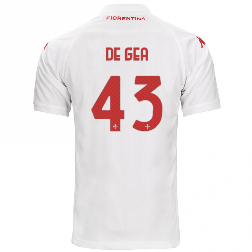 Kids Football David De Gea #43 White Away Jersey 2024/25 T-Shirt