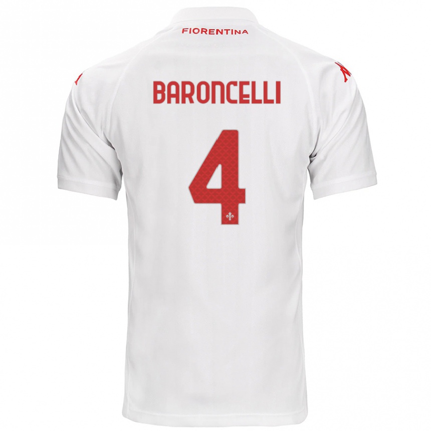 Kids Football Leonardo Baroncelli #4 White Away Jersey 2024/25 T-Shirt