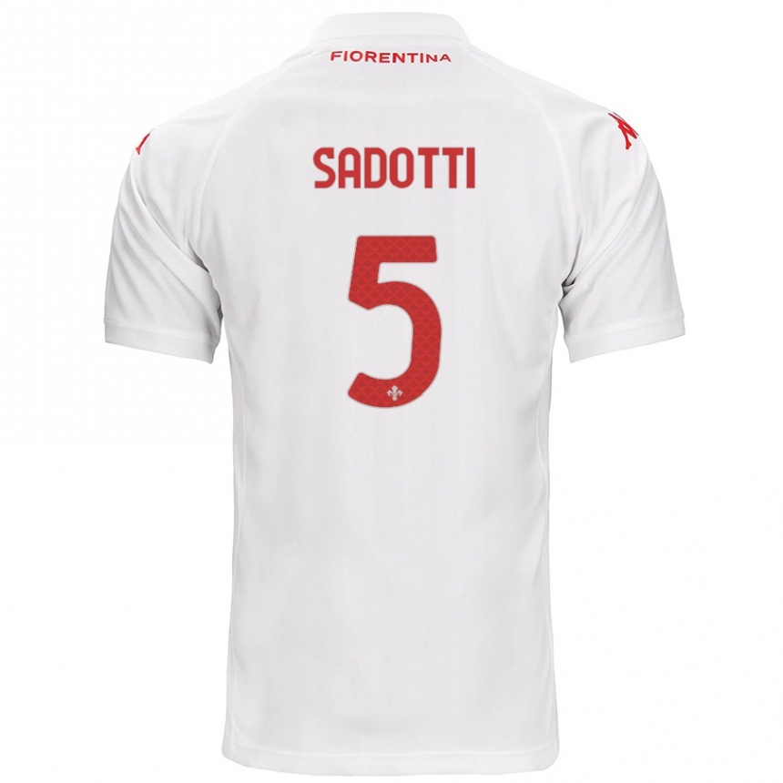 Kids Football Edoardo Sadotti #5 White Away Jersey 2024/25 T-Shirt