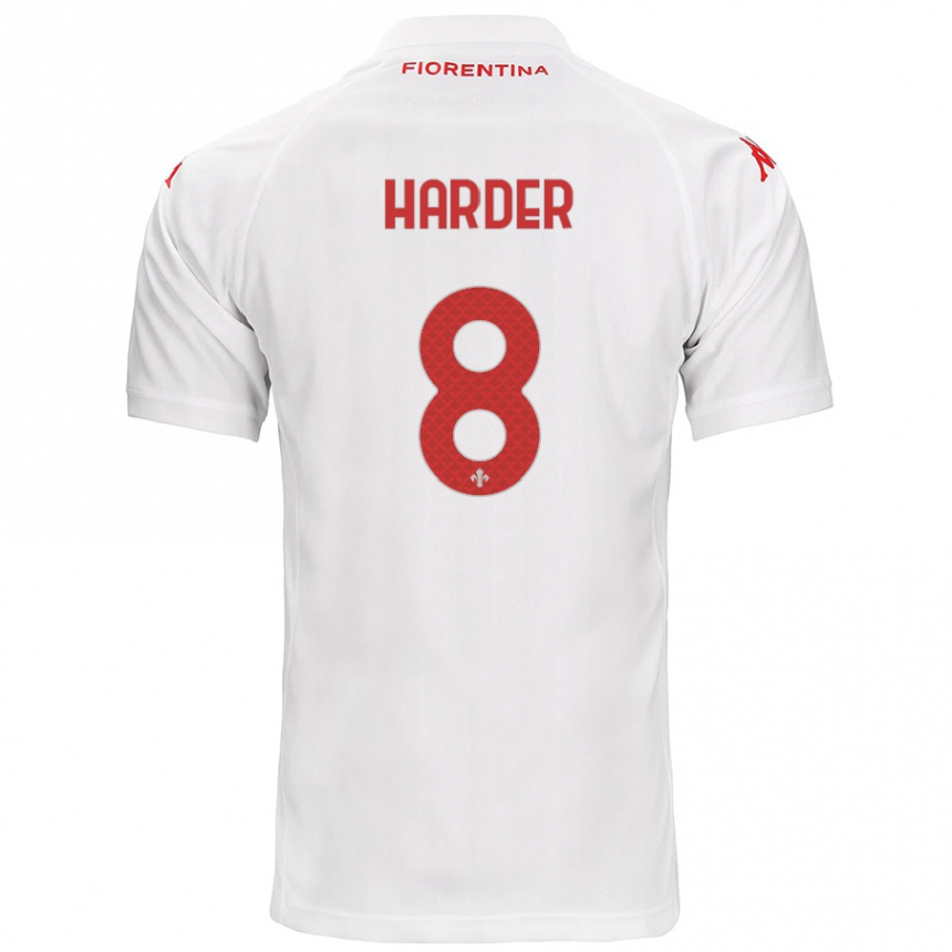 Kids Football Jonas Harder #8 White Away Jersey 2024/25 T-Shirt