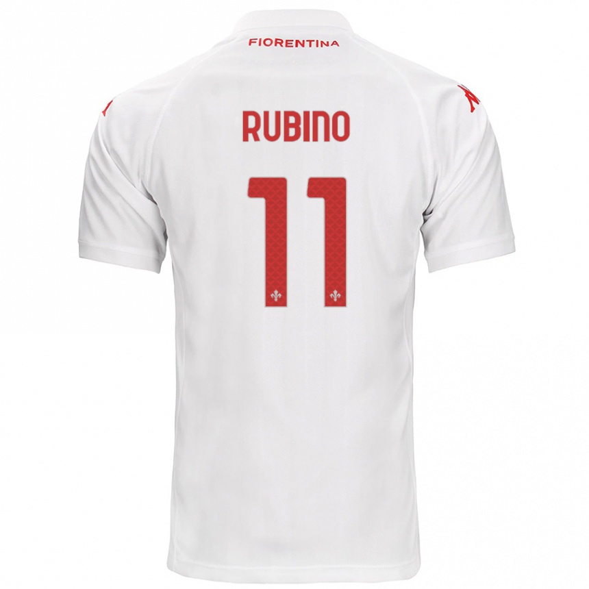 Kids Football Tommaso Rubino #11 White Away Jersey 2024/25 T-Shirt