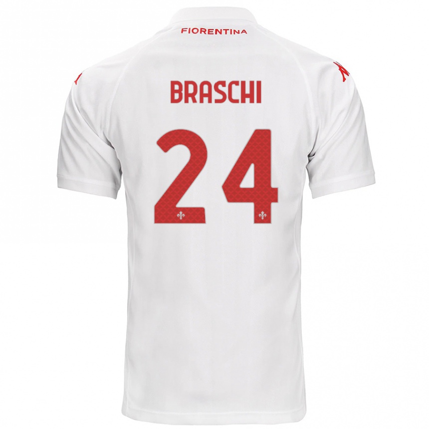 Kids Football Riccardo Braschi #24 White Away Jersey 2024/25 T-Shirt