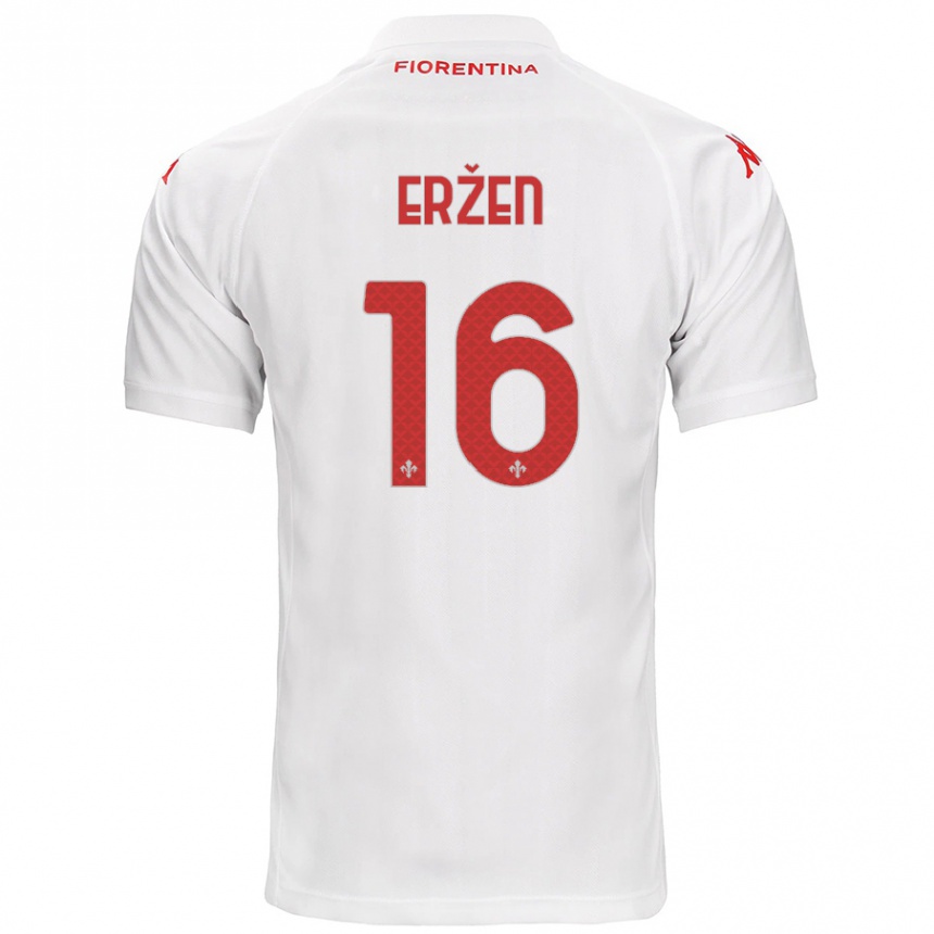 Kids Football Kaja Erzen #16 White Away Jersey 2024/25 T-Shirt