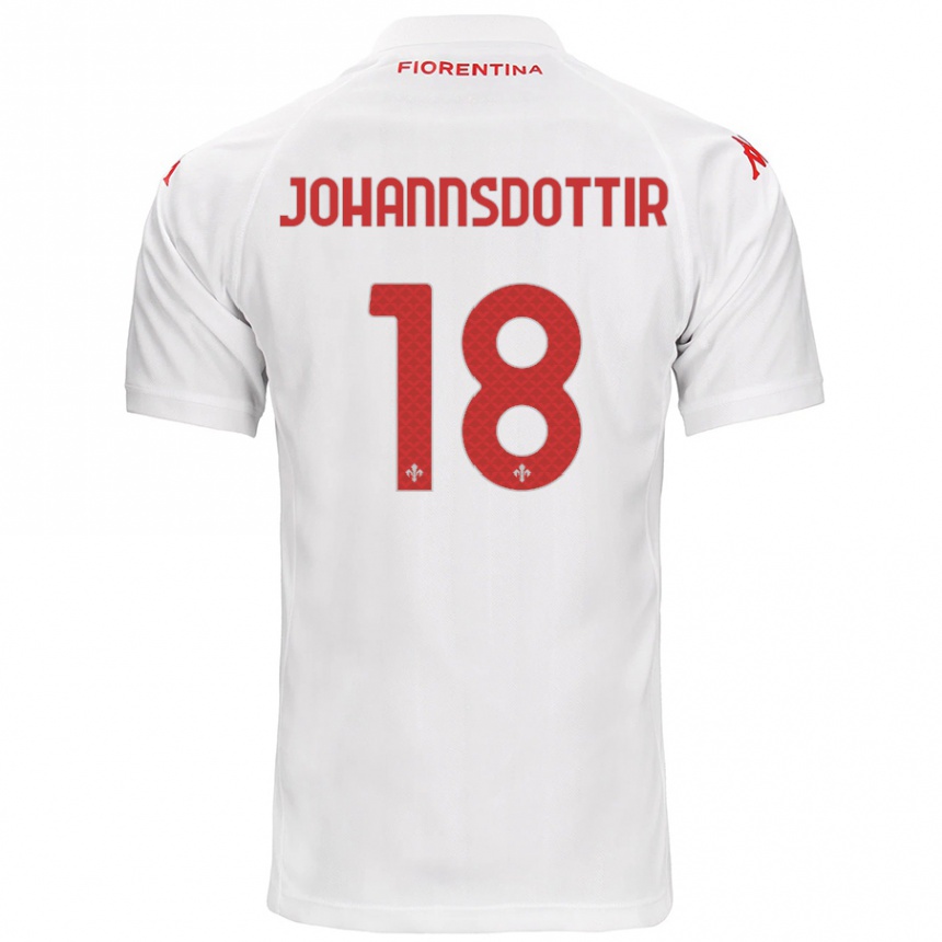 Kids Football Alexandra Jóhannsdóttir #18 White Away Jersey 2024/25 T-Shirt