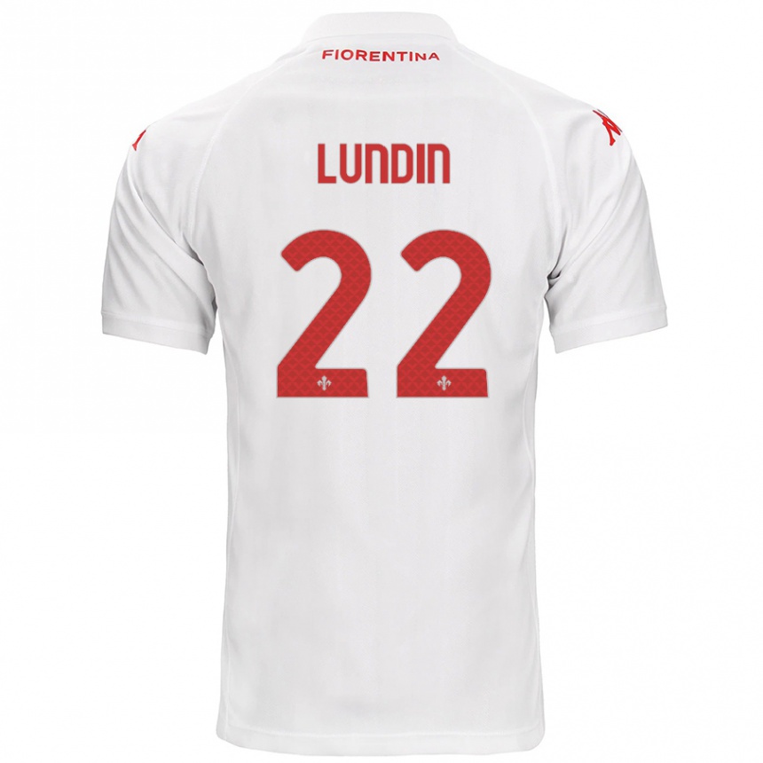 Kids Football Karin Lundin #22 White Away Jersey 2024/25 T-Shirt