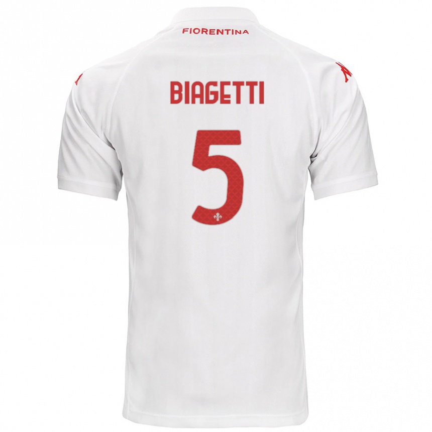 Kids Football Christian Biagetti #5 White Away Jersey 2024/25 T-Shirt