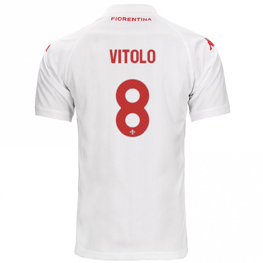 Kids Football Federico Vitolo #8 White Away Jersey 2024/25 T-Shirt