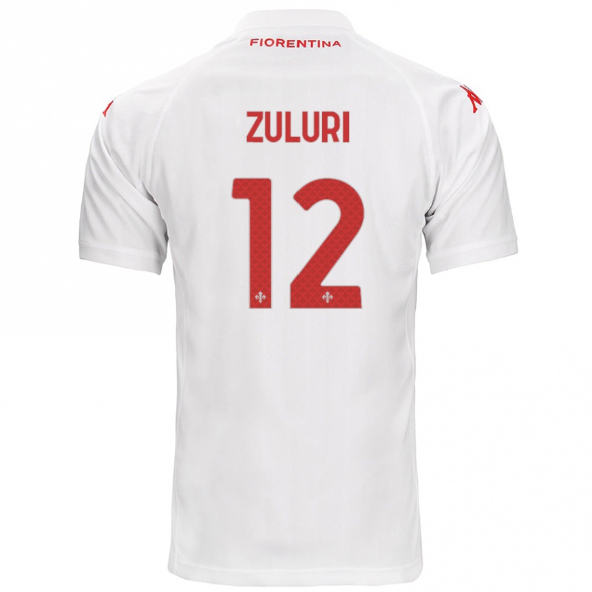 Kids Football Athena Zuluri #12 White Away Jersey 2024/25 T-Shirt